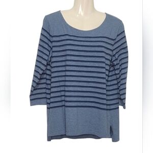 Liz Claiborne Navy Striped Long Sleeve Top